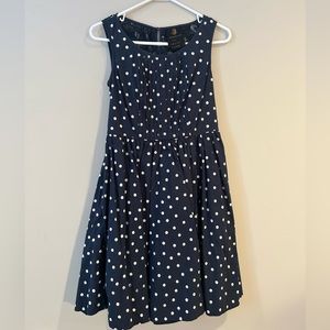Navy with White Dots Sleeveless Dress with Lace Back Size Small